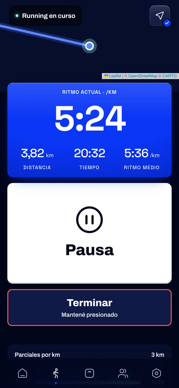 Carrera en vivo con el mapa