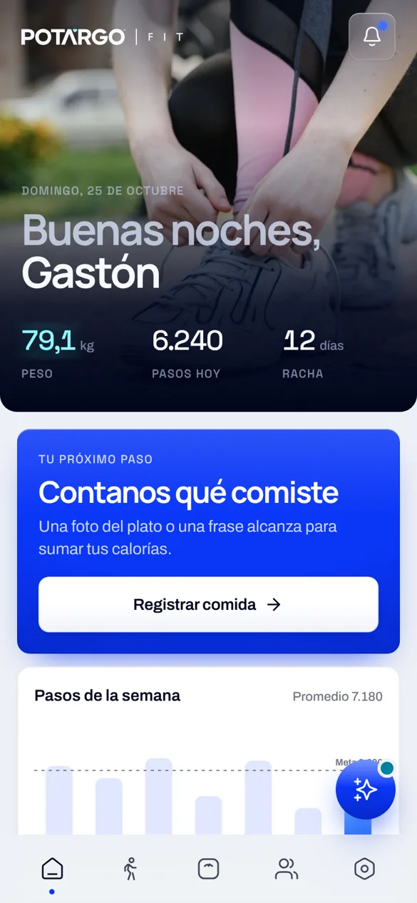 Pantalla de Inicio de Potargo Fit