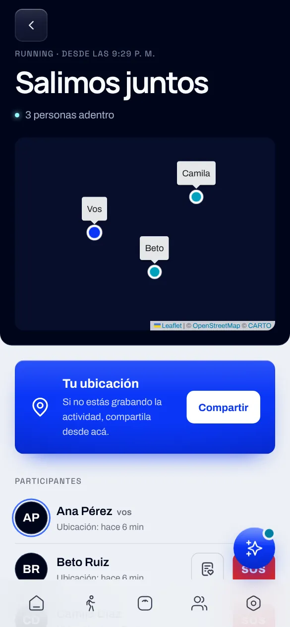 Salimos juntos: mapa con la ubicación de los amigos